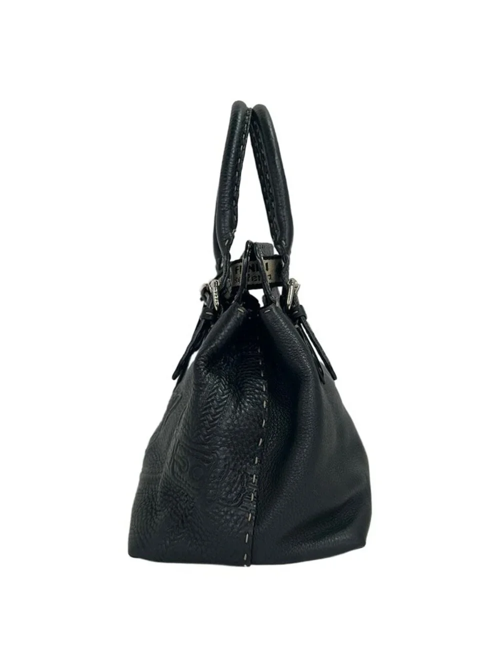 Fendi Tote Bag Selleria Black Leather